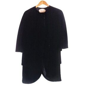 Ports 1961 Black Silk Velvet Tiered Split Back Jacket